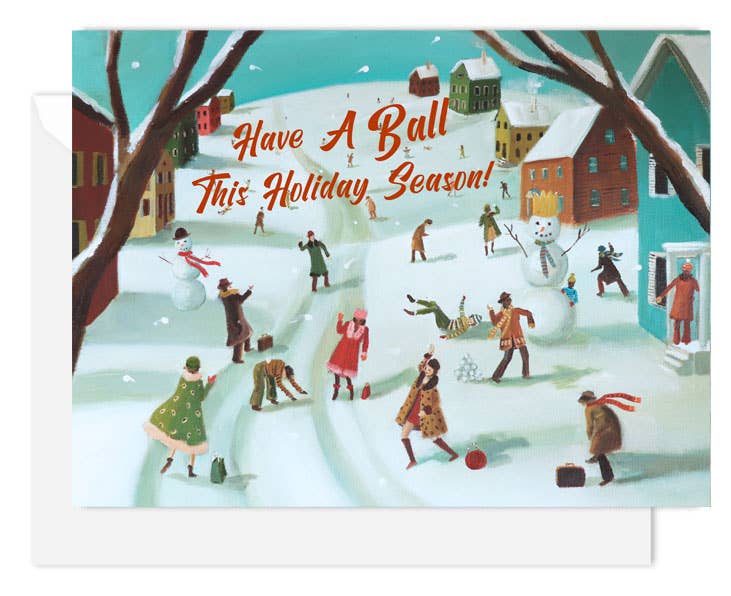 JANET HILL STUDIO - Wholesale Season's Greetings Card - The Great Snowball Fight- Box Set of 82