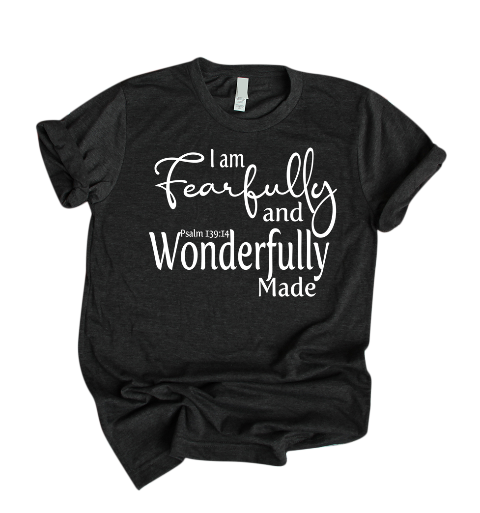 Love Ann Joy Apparel, LLC - Wholesale Screen Printed T-Shirt - Women's - Fearfully & Wonderfully Made Bible Verse Christian T-Shirt3
