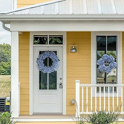 Larksilk – wholesale Konstgjorda blommor – 24" blå hortensia krans - fantastisk konstgjord blommig dekor5