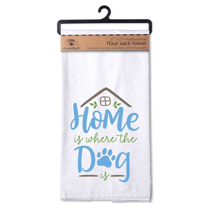 Chris’s Stuff Inc. - Vente Torchons - Chez soi, c'est là où est le chien - Torchon en toile de lin