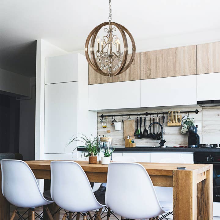 Brio Lighting - Wholesale Chandelier/Hanging Light - Lusteria Rustic Brown 4-Light Caged Pendant Light2