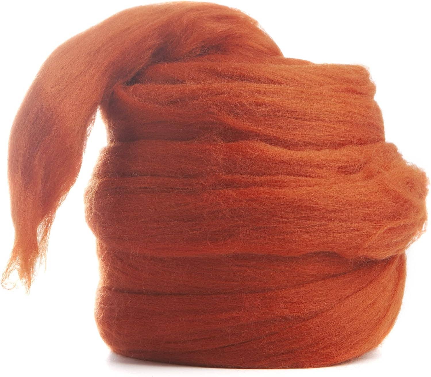 Desert Breeze Distributing - Wholesale Craft Supplies - Merino Wool Roving, 8 oz, RUST, 19 micron, 70 mm staple length