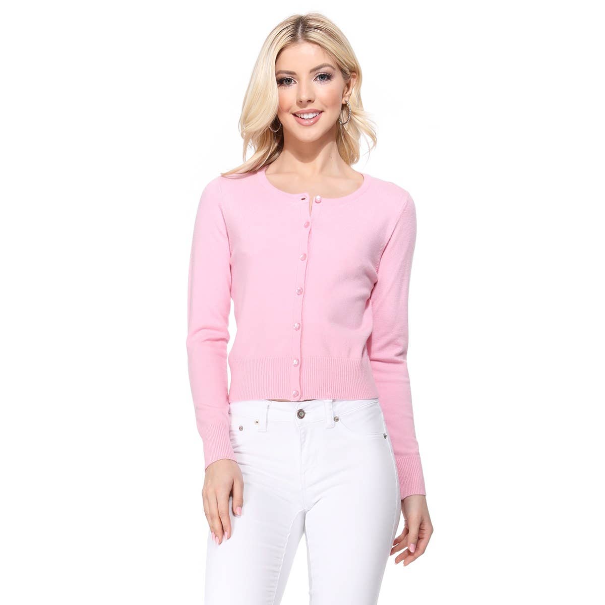 Mak – Großhandel Strickjacke – Damen – Mak Kurz geschnittener Langarm-Pullover mit Rundhalsausschnitt MK550220