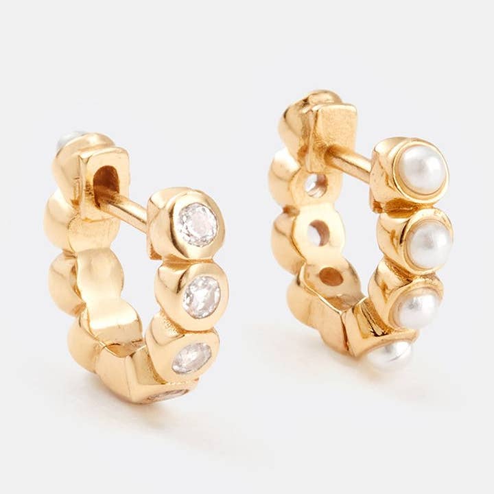 Wendbare Perlen- & Edelstein-Duo-Creolen für den Großhandel von Sara Patino Jewelry