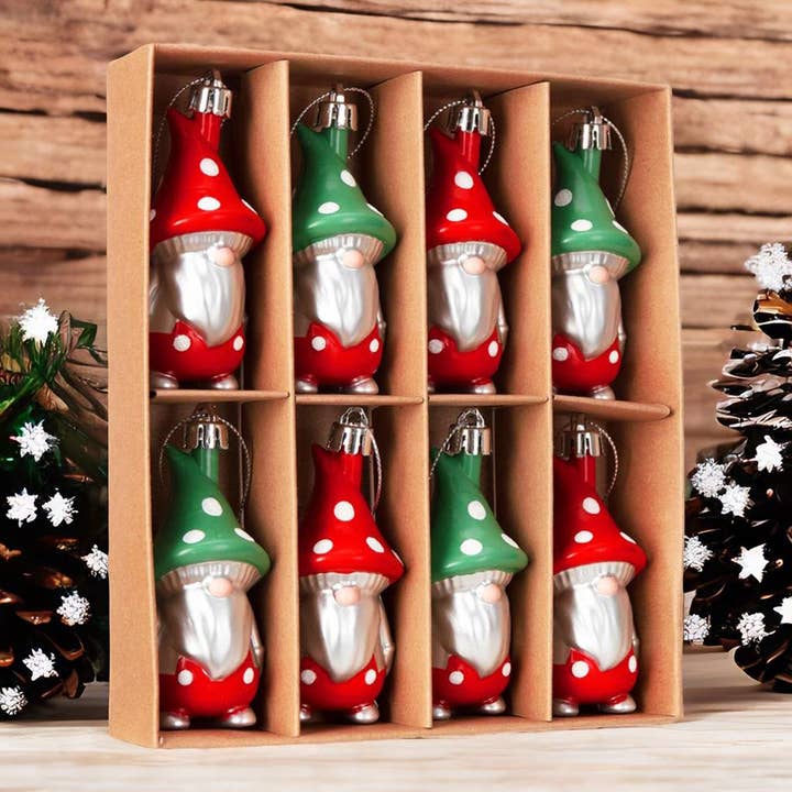 OrnamentallyYou - Wholesale Ornament set - Red and Green Polka Dot Christmas Folksy Gnome Ornament Set6