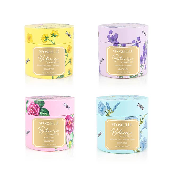 Spongellé | Easter Gifts | Mother's Day 2026 | Spring Gifts - Wholesale Jar/Filled Candle - Botanica Hand Poured Candle Assorted Pack | Soy Candles1