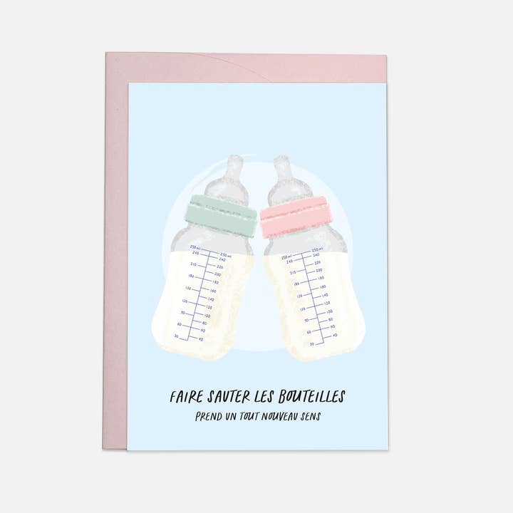 Kaart Blanche – wholesale Baby card – Poppin' Bottles greeting card (also in FR)3