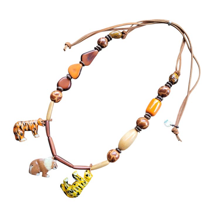 Brown Lion pride African inspired unisex safari necklace for wholesale on Faire