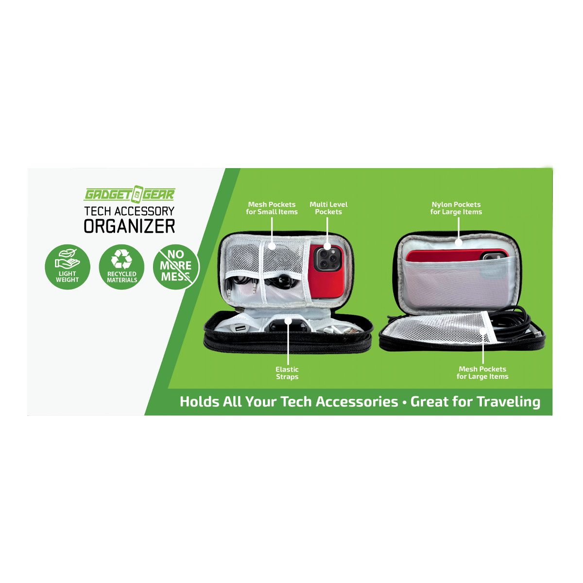 Novelty Brands - Wholesale Retailer Display - Accessories - Gadget Gear Tech Accessories Organizer Store Bag - 6/Display2