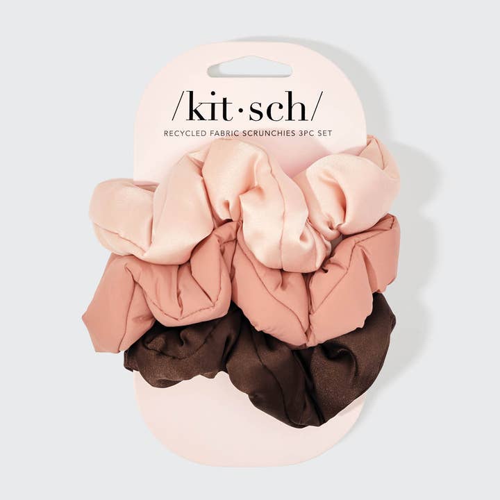 KITSCH - Vendita all'ingrosso Scrunchie - Donna - Set di 3 elastici a forma di nuvola in tessuto riciclato - Palissandro