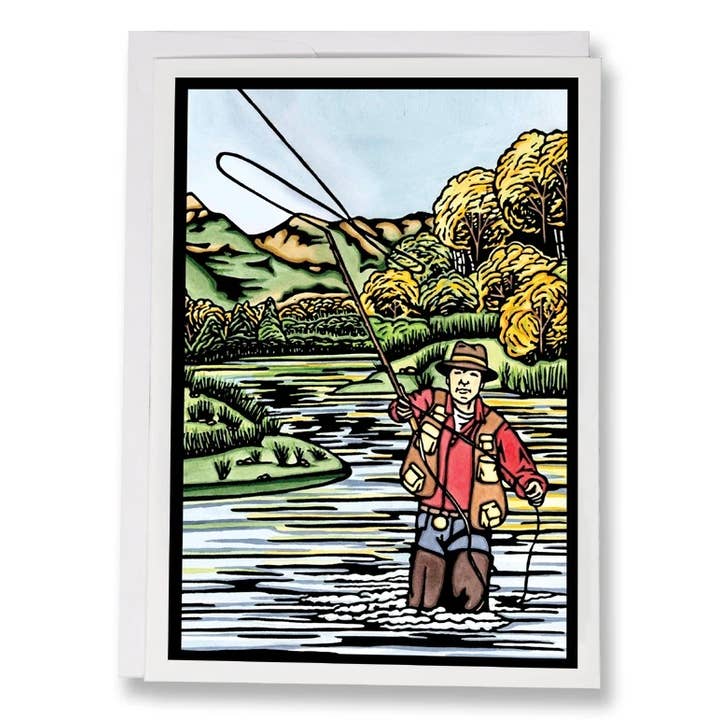 Sarah Angst Art - Wholesale Everyday Greeting Card - Greeting Card Fly Fishing River