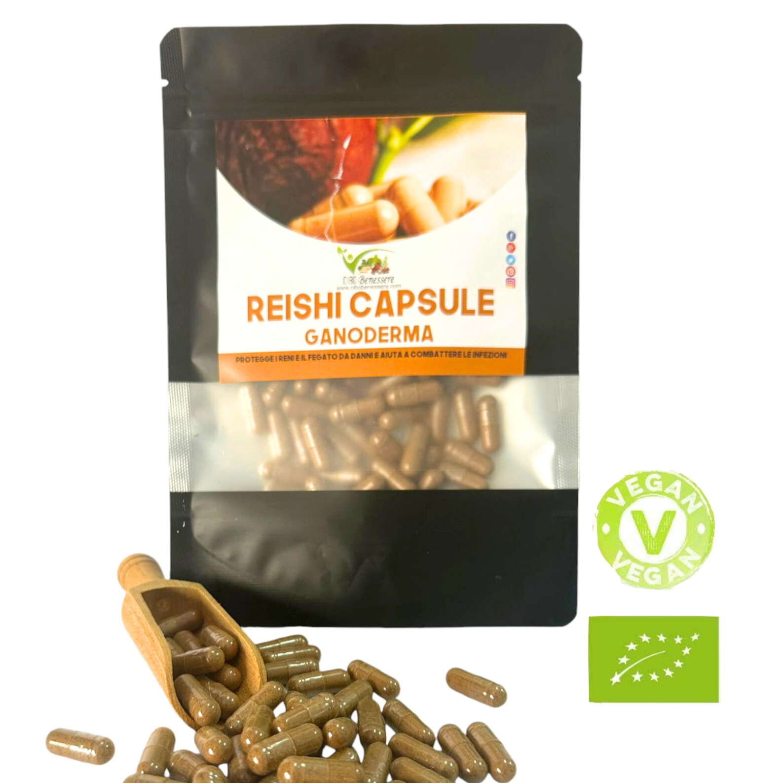 Cibobenessere - Wholesale Oral Supplement/Vitamin - Organic Cordyceps and Reishi (Ganoderma) - Organic Vegetable Capsules0