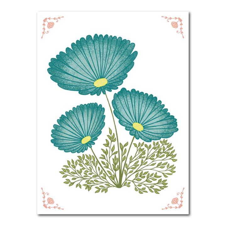 Piastrella fantastica con fiori color petrolio e dettagli rosa. per la vendita all'ingrosso da parte di Studio Kvinna