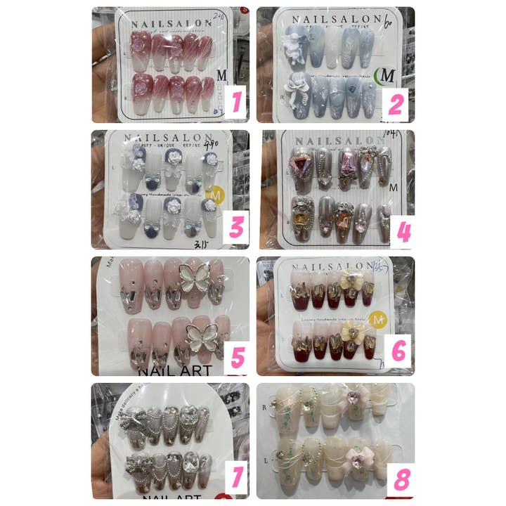 Kids Charm Online - Wholesale Press-On/Fake Nails - HAND MADE WOMEN ACRYLIC NAILS WITH STONES.