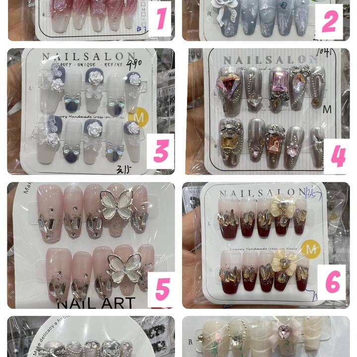 Kids Charm Online - Wholesale Press-On/Fake Nails - HAND MADE WOMEN ACRYLIC NAILS WITH STONES.4