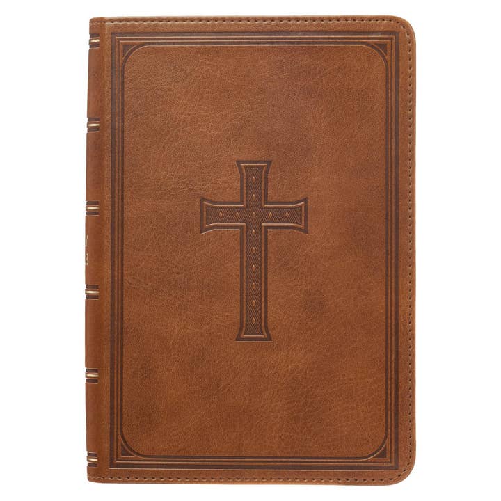 KJV Bible Compact LP Faux Leather, Saddle Tan for wholesale by Christian Art Gifts