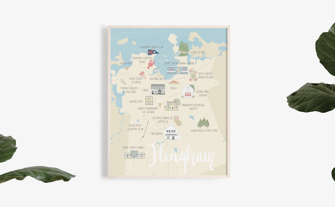 Palm Prints - Wholesale Art Print - Hingham Map Print0