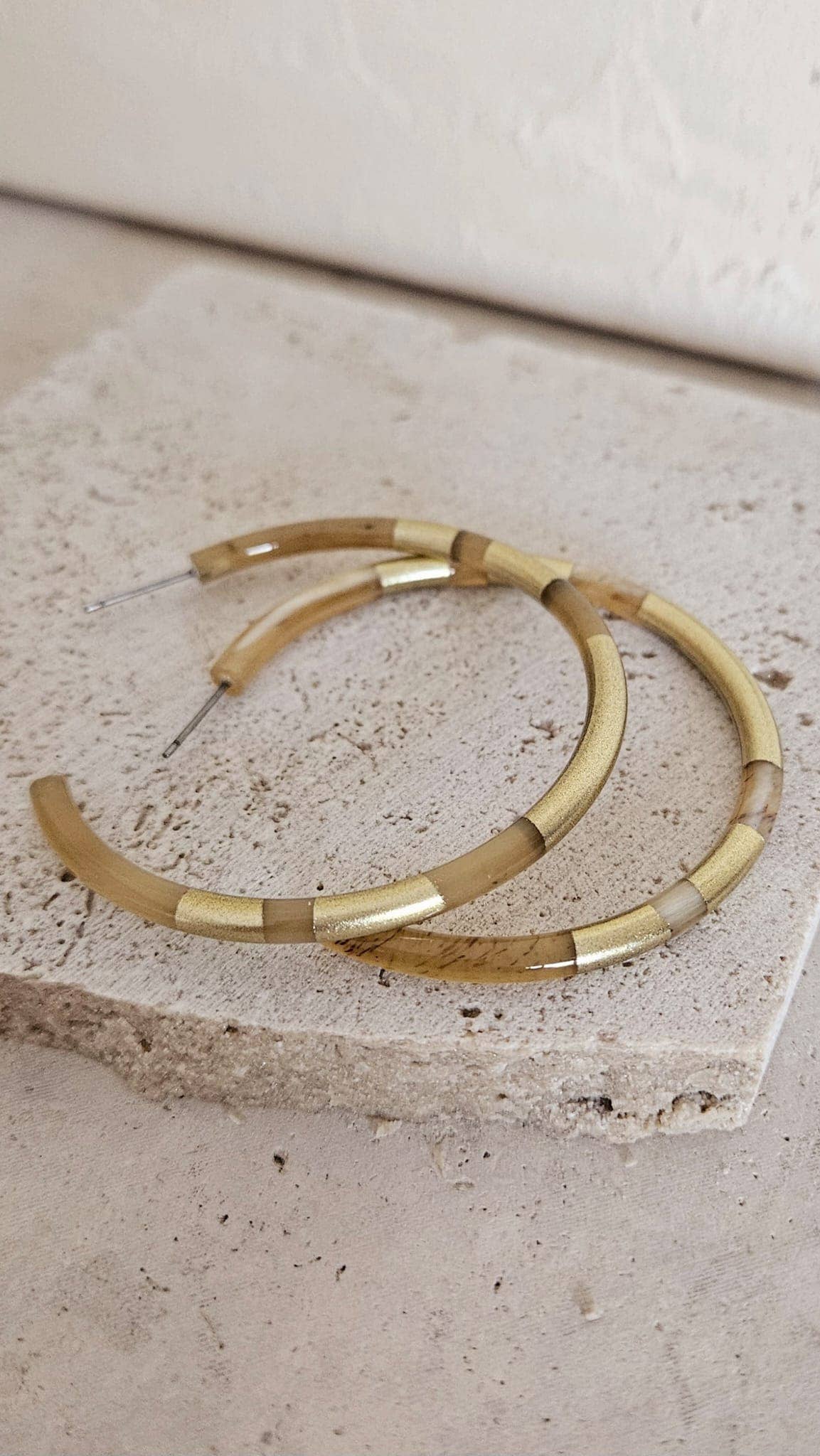 Le Coin Sauvage - Wholesale Hoop Earrings - Helios Gold Horn Hoop Earrings - 6 cm1