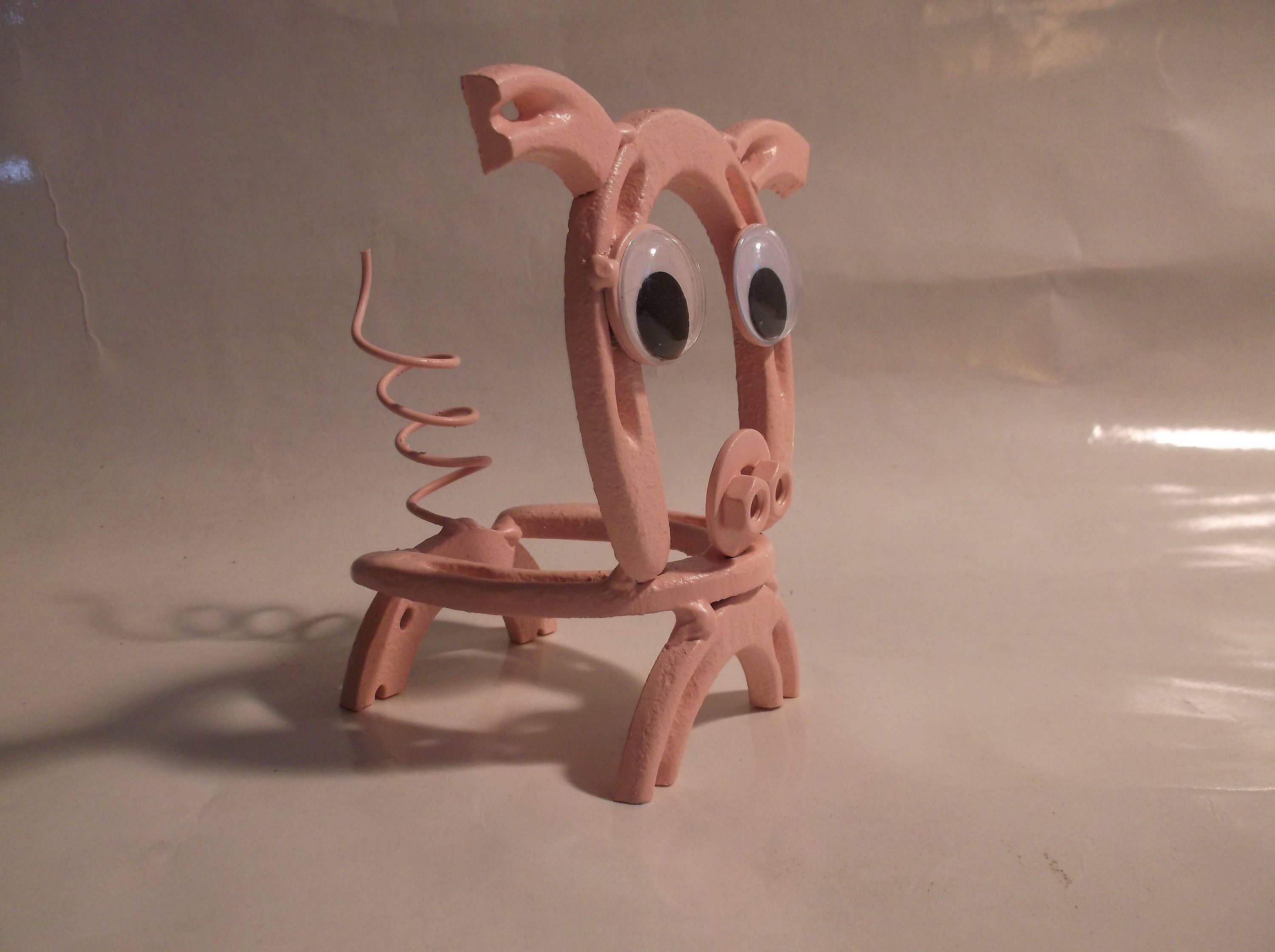 Creations Welded - Vendita all'ingrosso Scultura - Maiale, Maiale a ferro di cavallo, arte a ferro di cavallo in metallo saldato, porcellino3