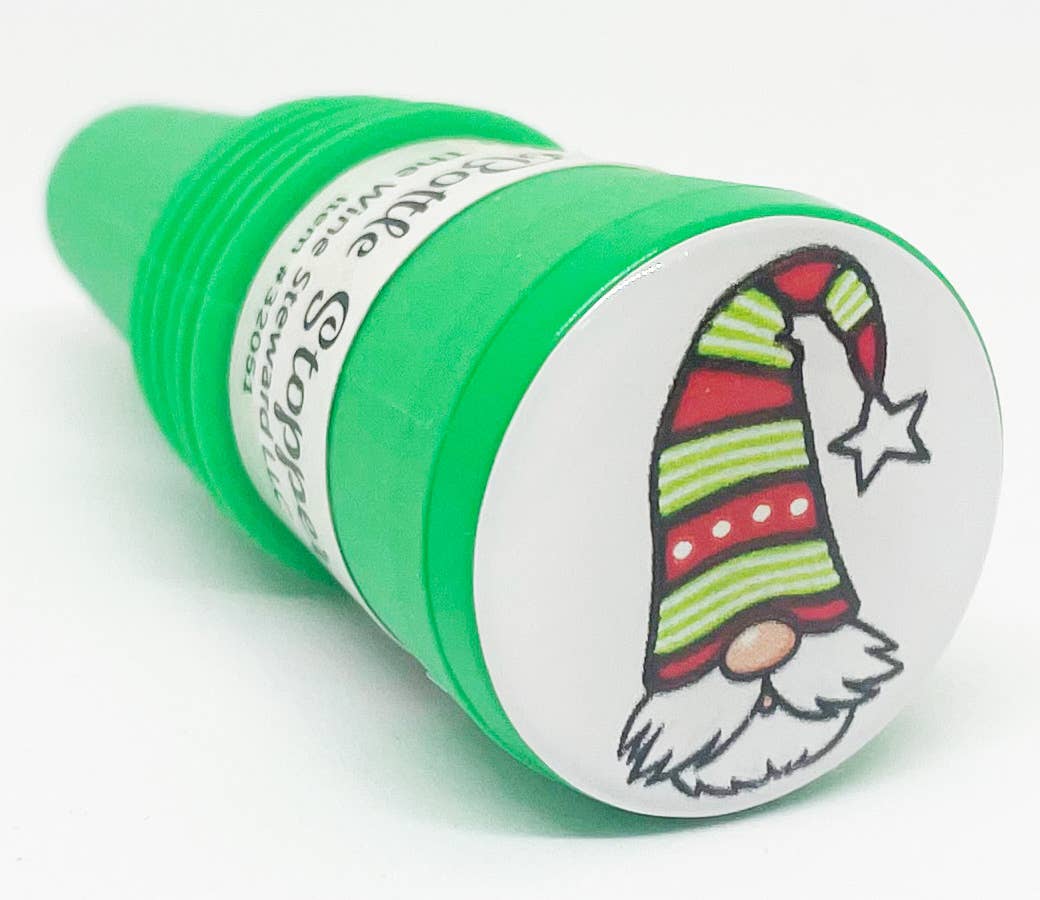 The Wine Steward LLC - Vente Bouchon de vin - Bouchon de bouteille Gnome Striped Hat - Base rouge6
