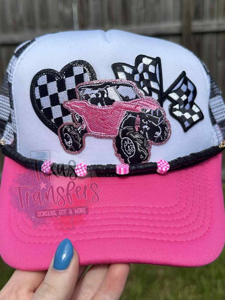 Patch pailleté rose à repasser côte à côte SxS pour la vente par Texas Transfers