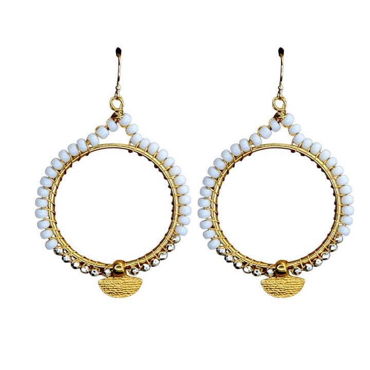 Temple Earrings in White for wholesale by Catherine Page Jewelry