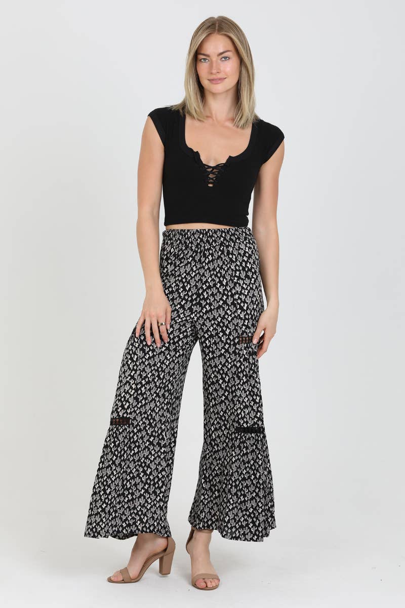 ANGIE – wholesale Pants – Women's – 25R84-W980 ELASTIC WAIST WIDE LEG PANTS WITH LACE TRIM8