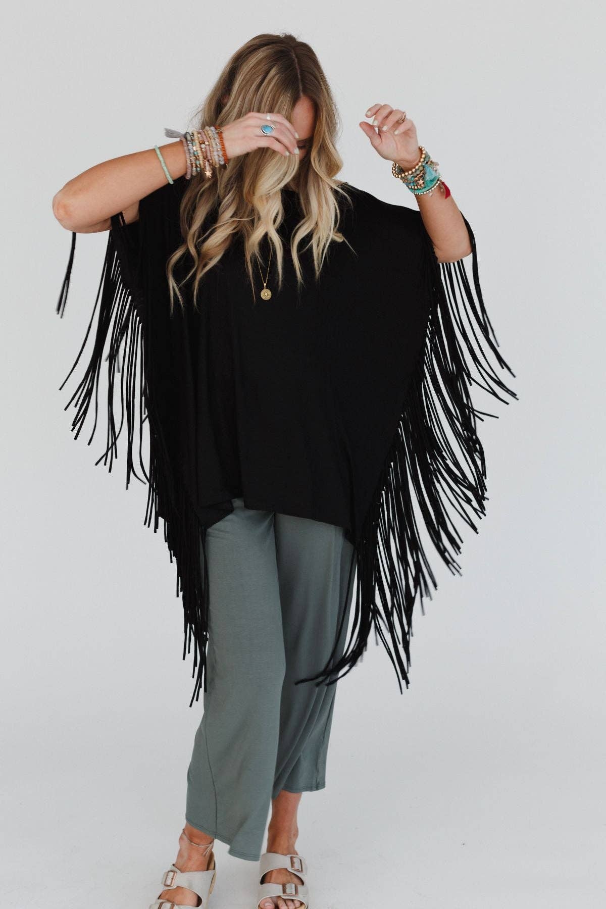 Three Bird Nest - Wholesale Tunic - Women's - Western Showstopper Fringe Top - Black7
