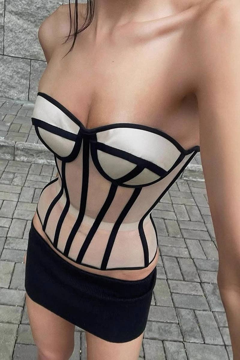 BEIGE Top Camiseta Bustier Sin Tirantes de venta al por mayor en Faire1
