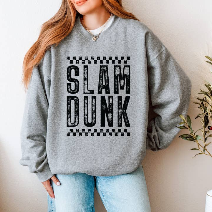 Slam Dunk Checkered Distressed - Women's Graphic Sweatshirt for wholesale by Olive And Ivory Wholesale