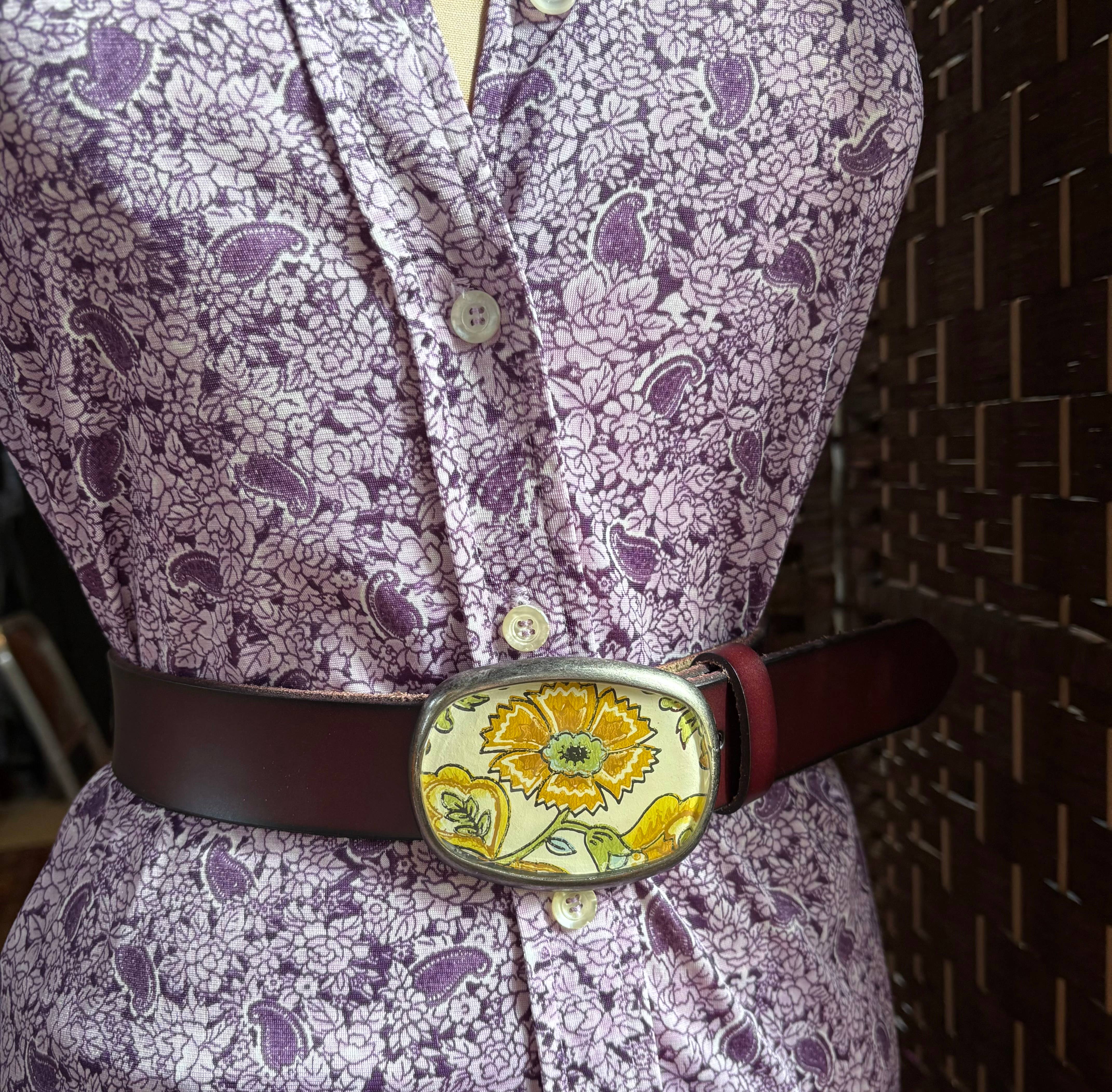 joeyfivecents - Wholesale Belt Buckle - Women's - Belt buckle -vintage earthy flowers neutral 70's botanicals 5