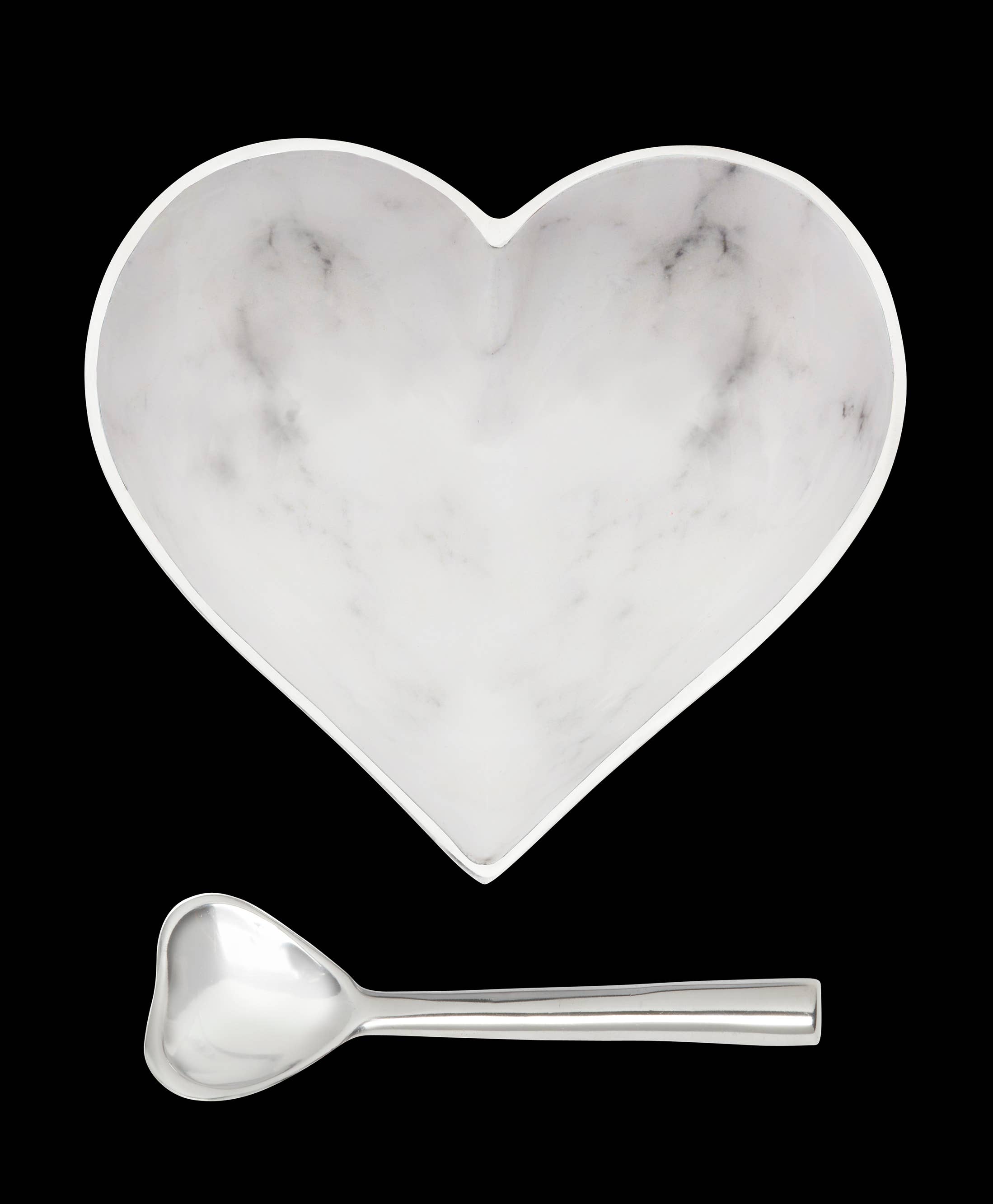 Inspired Generations - Wholesale Serve Bowl - Happy White Marble Heart with Heart Spoon1
