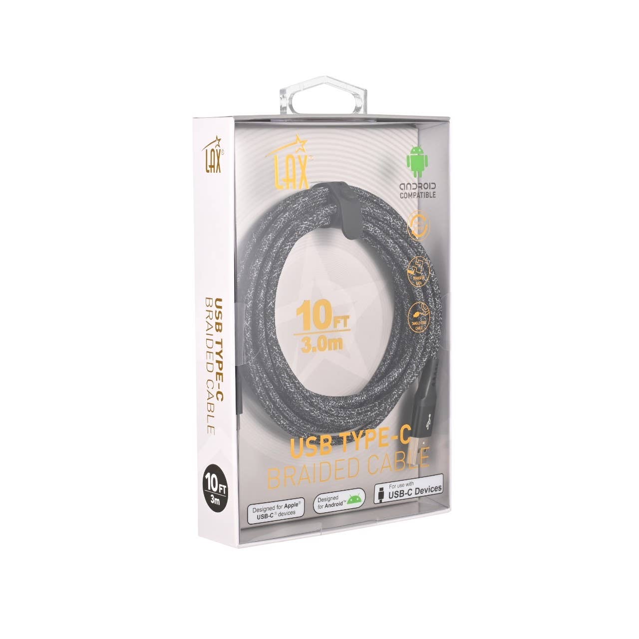 LAX Gadgets - Wholesale Charging Cable - LAX Fast Charging Lace USB-C Cables - 10ft Retail Pack4