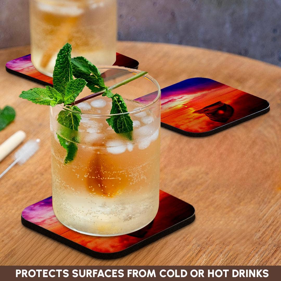 3dRose - Vente Sous-verre - 3dRose, Image colorée d'un bateau infusé de lumière sur l'eau, Dessous de verre9