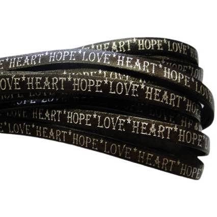 CUIR PLAT VÉRITABLE, 5 MM, STYLE HOPE LOVE HEART, SHINY WORDS BRUC pour la vente par Sun Enterprises B.V.