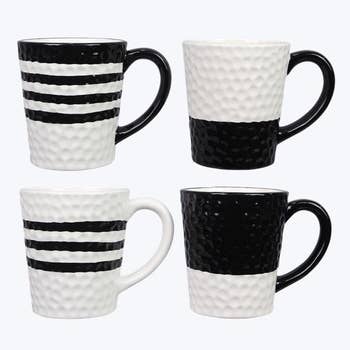 Crosshatch Stoneware Latte Mug, Black, Be Home
