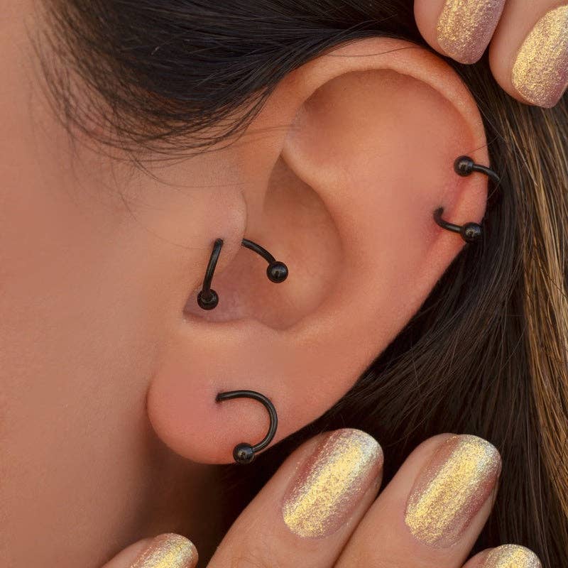 StockJWL - Vendita all'ingrosso Orecchini singoli - Piercing a Spirale Ritorto Piercing a Spirale Orecchini a Spirale in Acciaio Ondulato per Trago, Elica e Cartilagine Oro Argento Nero10