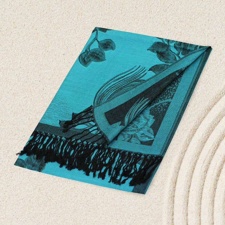 Sensibling Corp. - Wholesale Scarf – Women's - Rose Floral Pashmina Reversible Scarf Shawl12