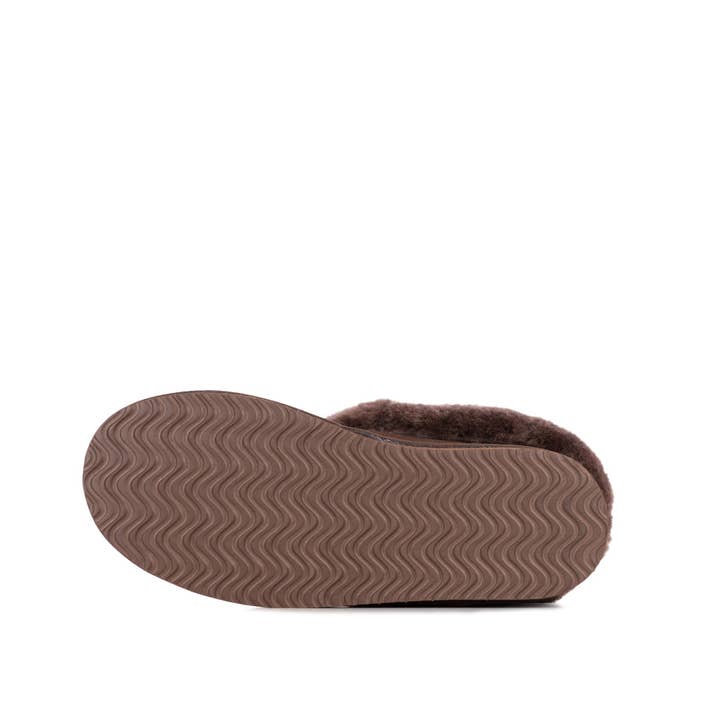 ANN CHOCOLATE SHEEPSKIN SLIPPER BOOTIE for wholesale on Faire