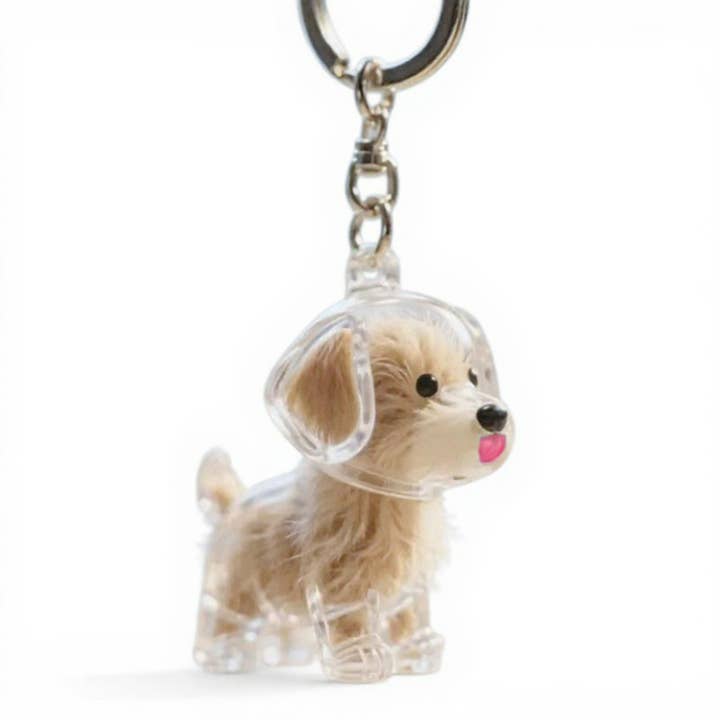 Transparent Dog Storage Capsule Keychain with Mini Dog Charm and Keepsake Hair Holder 4in for wholesale by AK Brand