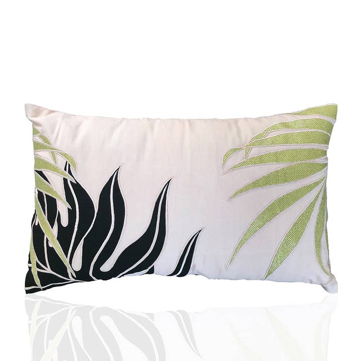 Areca Palm and Split Leaf Pillow Cover - 22"X14" sq for wholesale by Artesa Studio
