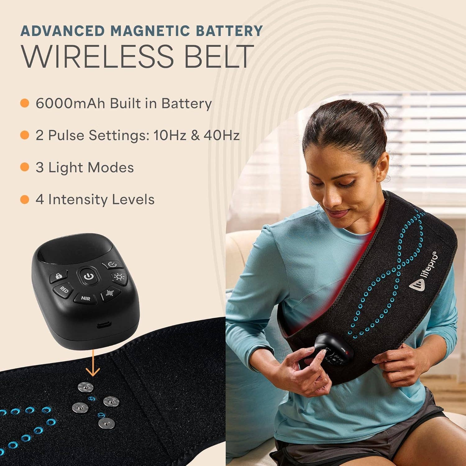 LifePro - Wholesale Body Brace/Support -  Lifepro Red Light Therapy Belt – 660nm & 850nm Infrared 3