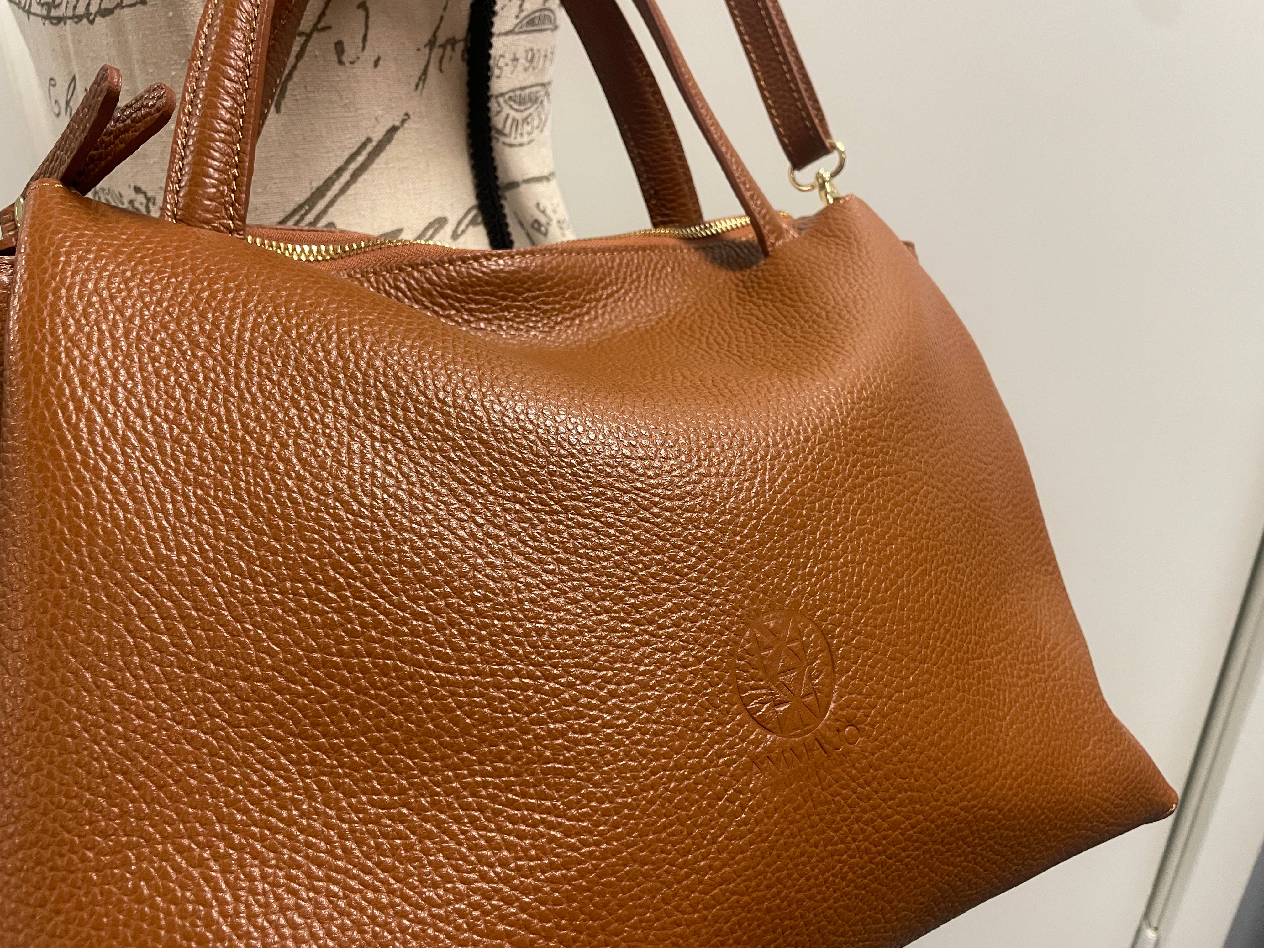 AMMA JO - Wholesale Satchel - Women's - Dorinda Bag - Italian Leather Carryall Satchel (Camel Brown)1