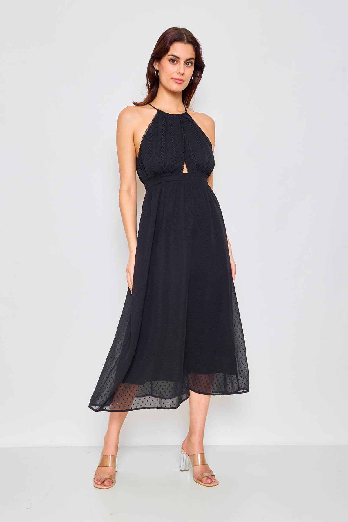 LOVIE & CO - Wholesale Dress - Women's - Long dress with textured fabric and halter neck5