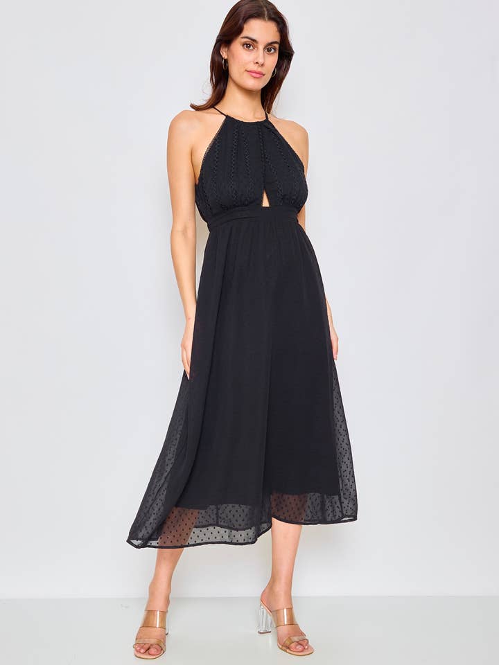 LOVIE & CO - Wholesale Dress - Women's - Long dress with textured fabric and halter neck5