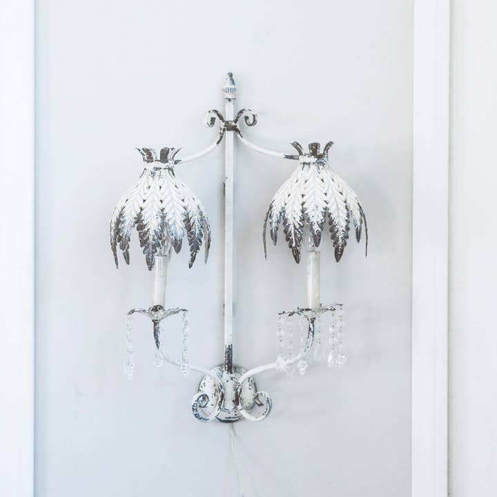 18x9x25" White Metal Wall Lamp with Crystal Accents for wholesale by A&B Home Group Inc.