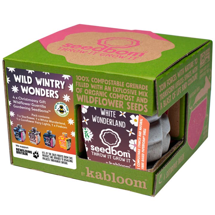 Wild Wintry Wonders 4 Pk Seedbom Flower Gift Set - Pack of 8 for wholesale by Shroot: Kabloom Seedboms