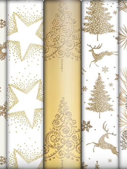 Luxury Glitter Golden Christmas Wrapping Paper Roll (12) for wholesale by The Unique Paper Company
