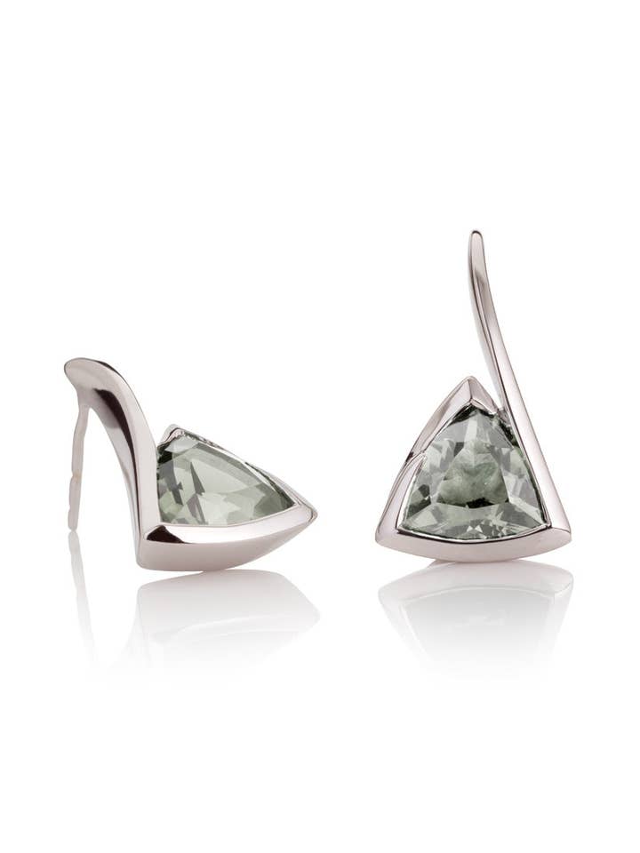 Amore Silver Earrings with Green Amethyst for wholesale by Manja