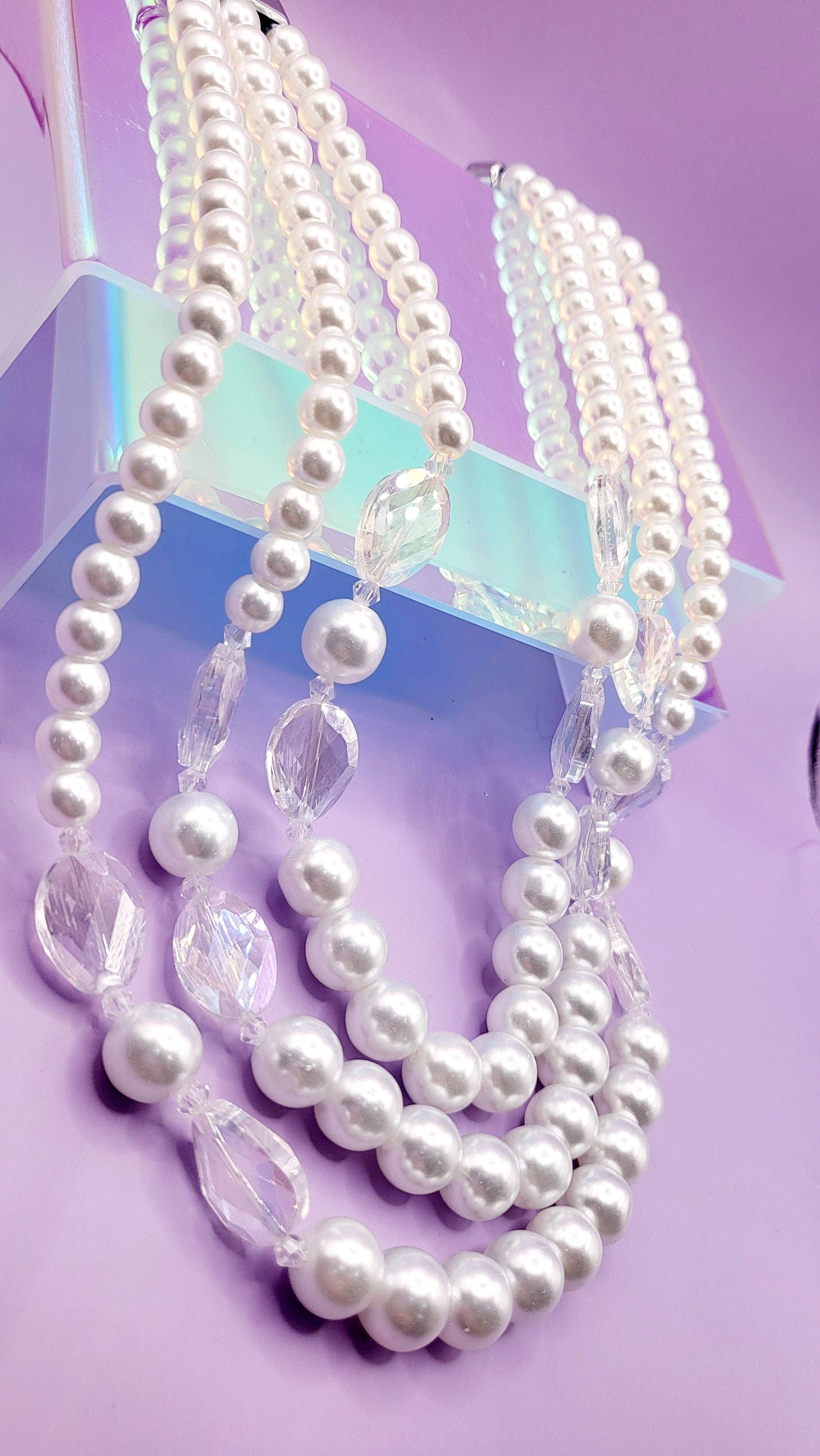 Arya Jewellery Wholesale - Wholesale Jewelry Set - Shiny Pearl Multi Layer Necklace & Earrings1